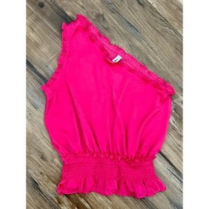 NWT NEW Glam Los Angeles Hot Pink One Shoulder Top Blouse Size Junior Small S